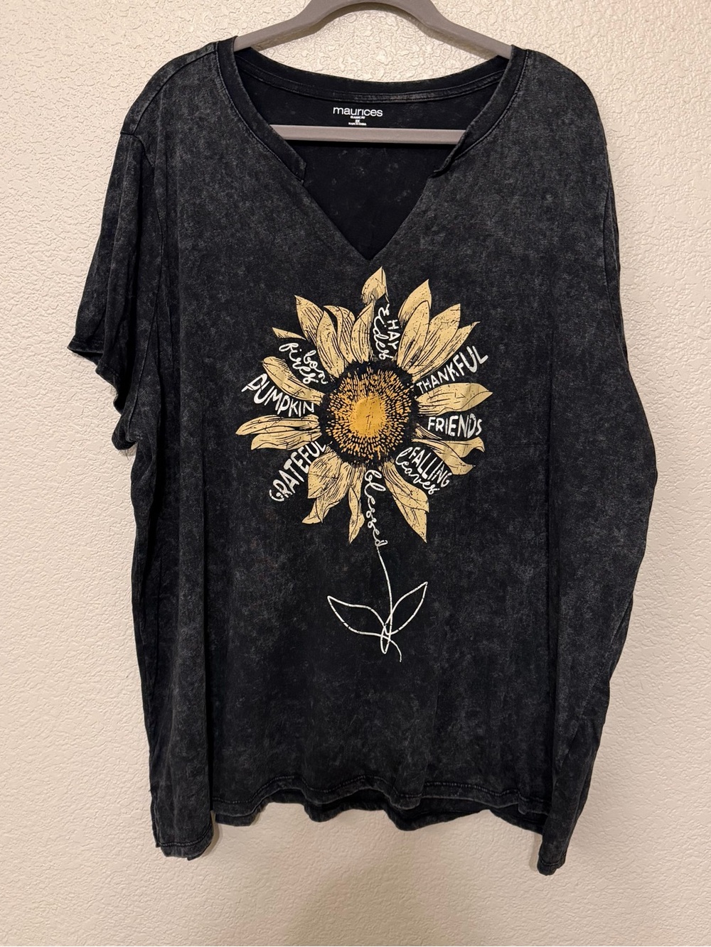 Maurices Black Sunflower Graphic V-Neck Tee